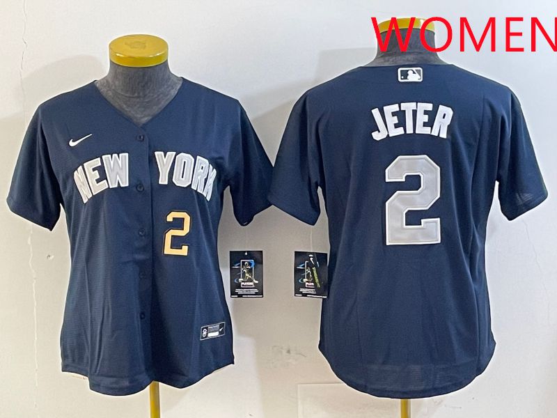 Women New York Yankees #2 Jeter Blue Game 2025 Nike MLB Jersey style 4->women mlb jersey->Women Jersey
